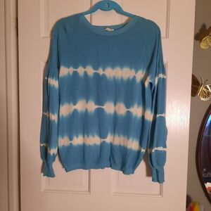 Blue and White Tie-Dye Women's Sweater